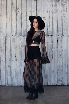 Linabugz . - Pylo La Luna Necklace, Pylo Laced With Love Top, Pylo Laced With Love Maxi Skirt, Jeffrey Campbell - Bewitched Modern Witch Fashion, Dark Academia Aesthetic Outfit, Modern Witch, Moda Chic