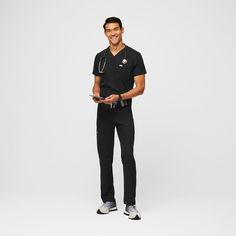 Official FIGS® Scrubs. Ridiculously Soft Scrubs Designed Just For You. Get Free Shipping On Orders $50+! | FIGS Mens Black Axim™ - Tall Cargo Scrub Pants Black Figs, Cargo Scrub Pants, Pants Gift, Mens Scrubs, Black Scrubs, Figs Scrubs, Trouser Pocket, Grey Joggers, Slim Fit Shorts