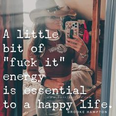 a woman taking a selfie in her bedroom with the caption, a little bit of luck it energy is essential to a happy life