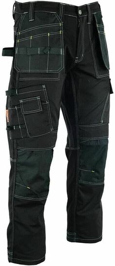 Upgrade your workwear with these premium multi-pocket trousers from Wright Fits Pro Builder. Made from durable 330gsm polycotton fabric in a classic woodland colour, these cargo-style trousers feature contrast triple stitching on major seams for added strength. The trousers have a loose fit and come in sizes ranging from 28\" to 44\", with inside leg options of 30\" short and 32\" regular to suit all wearers. These trousers boast a range of features, including hammer loops, top-loading knee pad pockets, and holster tool pockets made from tough 500D Oxford Denier nylon. With two thigh pockets, two combat side pockets, and two back pockets, you'll have plenty of space to store your tools and essentials. Perfect for all seasons, these machine-washable trousers are ideal for construction worke Urban Work Trousers With Cargo Pockets, Functional Workwear Bottoms With Cargo Pockets, Utility Streetwear Trousers, Black Utility Work Trousers, Pull-on Workwear Trousers, Farm Clothes, Polycotton Fabric