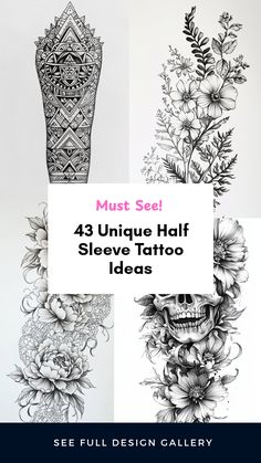 Explore 43 unique half sleeve tattoo ideas, including stunning floral patterns and mythical motifs. This pin showcases designs that offer personality and creativity in body art.