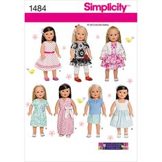 PRICES MAY VARY. Includes sewing templates and instructions for a wrap dress, sleeveless dress with pockets, sleeveless dress with belt and ribbon, sleeveless dress with overskirt, jacket, two tops and elastic waist skirt and pants. Clothes are one size only and designed to fit an 18'' doll. Add some personalized fun to your little one's playtime with these darling doll clothes patterns! Instructions are in English, Spanish, and French and come with fabric suggestions. Proudly printed in the Uni Wrap Dress Sleeveless, Doll Clothes Patterns Free, American Girl Doll Patterns, Crafts Sewing Patterns, Clothes Sewing, Doll Sewing Patterns, Elastic Waist Skirt, Simplicity Sewing, Clothes Sewing Patterns