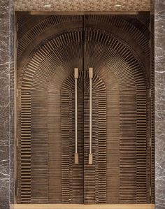 an art deco style door with wooden slats