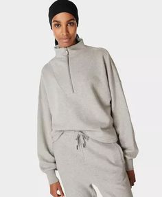 Nestle Up Half Zip Sweatshirt, Mid Grey Marl Gym Hoodies, Gym Hoodie, Cashmere Hoodie, Yoga Tank Tops, Half Zip Sweatshirt, Running Leggings, Half Zip Sweaters, Sweaty Betty, Running Jacket