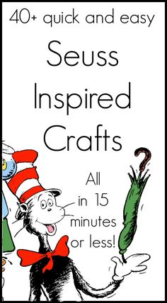 the cat in the hat is reading seuss inspired crafts all in 15 minutes or less