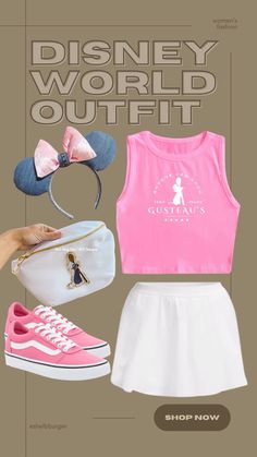 the disney world outfit is pink and white