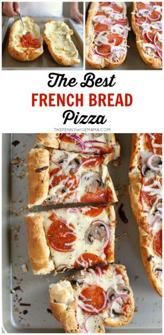 the best french bread pizza is sliced and ready to be eaten