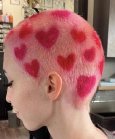 Buzzcut Color Design, Heart Shaved Head, Buzzcut Dye Design, Heart Buzzcut, Coloured Buzzcut, Hair Designs Shaved, Bald Designs, Buzz Cut Hair Dye, Buzzed Hair Dye Designs