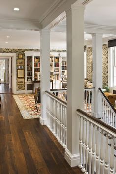 an open floor plan with stairs and railings in the center is featured on pinterest