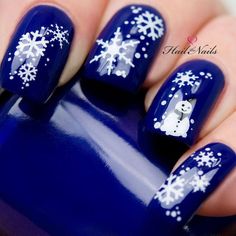 Snow Elf, Snowflake Nail Design, Snow Nails, Snowflake Nail Art, Silver Nail, Christmas Nail Art Designs, Holiday Nail Art, Snowflake Nails, Blue Nail