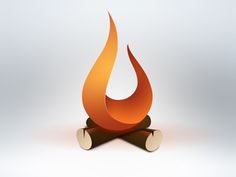 an orange flame sitting on top of a white surface