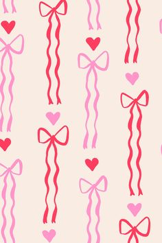 pink and red ribbons with hearts on them seamless background for valentine's day