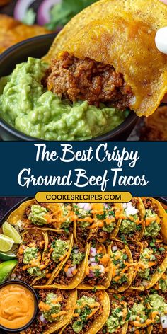 the best crispy ground beef tacos with guacamole