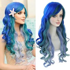 Category:Synthetic Wig; Gender:Women's; Wig Type:Cosplay Wig; Occasion:Cosplay Costumes,Birthday,Vacation,Party / Evening,Daily Wear; Age Group:Adults; Cosplay Works:The Little Mermaid; Color Shade:Mixed Color,Blue; Hair Material:Synthetic Hair; Cap Construction:Machine Made; Texture:Curly; Length:Long; Features:Comfortable,Fashion,Natural,Easy to Carry,Soft; Heat Resistant:Yes; Listing Date:08/14/2023; Cap Circumference:; Front to Back:; Nape of Neck:; Side to Side Across Forehead:; Side to Sid Mermaid Wig, Ariel Little Mermaid, Birthday Vacation, Outfit For Women, Green Mermaid, Nape Of Neck, Wig With Bangs, Wigs Online, Green Ombre