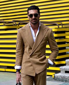 Bald Man Style, Italian Suits For Men, Gq Usa, Car Outfit, Beige Suit, Bald Men Style, Brown Suit, Dress Men, Bald Man