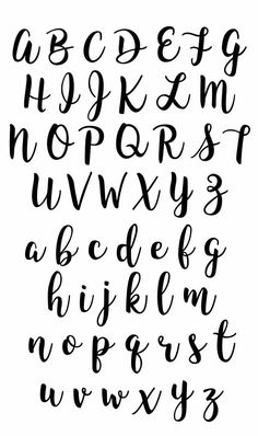 the alphabet is drawn in black ink on a white background