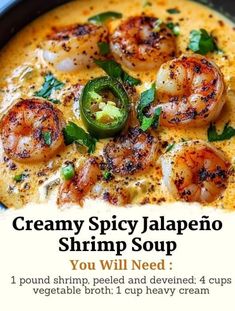 the recipe for creamy spicy jalapeno shrimp soup