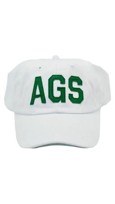 AGS - Augusta, GA Master's Hat is the perfect accessory when viewing the Masters Tournament. white with green AGS letters The Masters Tournament, Masters Tournament, Augusta Ga, The Masters, Hats, Green, White