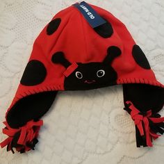 New Ladybug Fleece Hat Winter Old Navy Girls Ladybug Hat Craft, Ladybug Clothes, Ladybug Hat, Ladybug Squishmallow, Red Novelty Winter Hats, Blue Bucket Hat, Toddler Sun Hat, Kids Winter Hats, Red Black Style