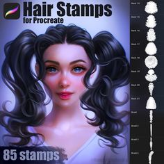 the hair stamps for procreate are designed to look like women's hair