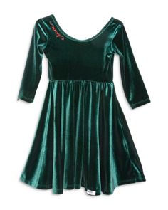 Worthy Threads Girls' Holiday Twirly Dress in Emerald Stretch Velvet - Little Kid, Big Kid Pictures With Santa, Big Girl Dresses, Twirly Dress, Girls Holiday, Twirl Skirt, Sister Outfits, Embroidered Velvet, Bubble Romper, Stretch Velvet