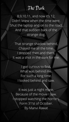 a poem written in black and white with an abstract background