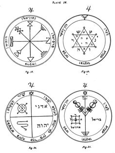 four different types of astro signs with numbers and symbols in the middle one is drawn