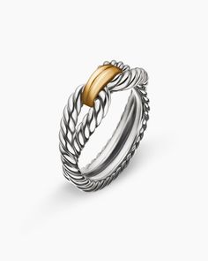 Cable Loop Band Ring in Sterling Silver with 18K Yellow Gold, 7mm Ludwig Bemelmans, Loop Bands, Women's Rings, Signature Design, How To Make Ornaments, Jewelry Pouch, Yellow Gold Rings