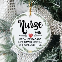 a nurse ornament hanging from a christmas tree