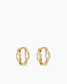 Stax Chain Link Huggie Hoop Earrings in 18K Yellow Gold with Diamonds, 12.5mm David Yurman Earrings, Design Motifs, Stacked Earrings, Chain Strap Bag, David Yurman Jewelry, Link Earrings, Diamond Chain, Best Diamond, Huggie Hoop Earrings