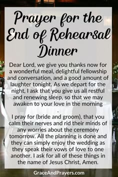 prayer for the end of rehearsal dinner