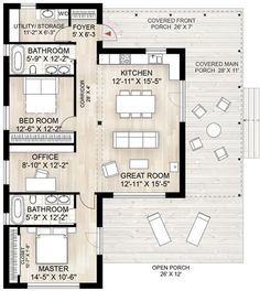 the floor plan for a two bedroom apartment with an attached kitchen and living room area