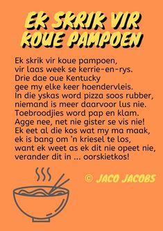 an orange poster with the words, er srir vr roue pampoen