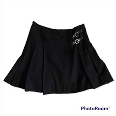 Banana Republic Kilt Pleated Black Wool Skirt Y2k Classic Black Wool Skirt Features Two Mini Leather Belts With Buckles Accents On Front One Of The Leather Belt Is Curled At The End Skirt Is Pleated All Around Approximate Measurements Laying Flat Waist 15” Length 18” I Purchased The Skirt Around 2006, But Never Worn. Png Skirts, Black Pleat Skirt, Png Skirt, Skirt Png, Black Wool Skirt, Button Down Mini Skirt, Pleaded Skirt, Skirt Y2k, Black Pleated Skirt