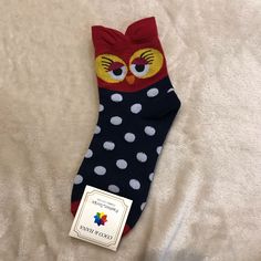 Nwt Cute Owl Face Owl Socks, Owl Face, Fun Socks, Cute Owl, Cool Socks, Womens Sizes, Socks, Women Shopping, Black