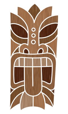 an illustration of a tiki mask made out of wood with two eyes and one nose