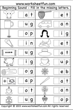 worksheet for beginning and ending sounds with pictures to help students learn how to read