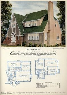 an old house with two floors and three windows in the front, and another floor plan for