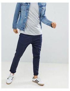 Navy Blue Chinos Men Outfits, Adidas Ultra Boost Men Outfit, Blue Chinos Men Outfits, Men Outfits Old Money, Blue Pants Outfit Men, 90s Men Outfits, Navy Pants Outfit, Denim Jacket Men Outfit