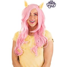 Whether you're looking to put together the perfect My Little Pony costume or want to add some bright flare to your everyday outfit, this officially licensed Fluttershy Wig is the perfect accessory. This bright pink wig is made of synthetic fibers on a mesh cap, featuring long bangs and long curls. A pair of plastic pony ears clip to the top as metallic barrettes, too! Add this to an existing costume or enjoy an adventure in Fluttershy's human form!MY LITTLE PONY and all related characters are tr Fluttershy Pony, My Little Pony Fluttershy, Fluttershy Human, My Little Pony Rarity, Fun Costumes, My Little Pony Costume, Pastel Pink Hair, Amazing Friends, Pink Wig