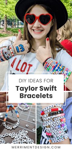 Get ideas for making DIY Taylor Swift bead bracelets for the Eras Tour concert! See our list of words and lyrics ideas to spell using alphabet beads, our recommended bead kit, and the best way to tie bead bracelets so they're secure. Like Taylor says, let's make all the friendship bracelets! Taylor Swift Friendship Bracelet Ideas Diy, Taylor Swift Song Bracelets, Taylor Swift Eras Beaded Bracelets, Best Taylor Swift Bracelets, Bead Bracelet Words Ideas Taylor Swift, How To Make Friendship Bracelets Taylor Swift, Taylor Swift Bracelet Inspiration, Taylor Swift Era Friendship Bracelets, How To Make Swiftie Bracelets