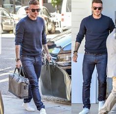 David Beckham Fall Style, Mens Clothing Styles 40 Years Old, Mens Fashion 40 Year Old, David Beckham Outfit, Monotone Outfit, David Beckham Style Outfits, Beckham Fashion, David Beckham Style, Old Man Fashion