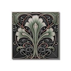 an art nouveau design with black and green colors