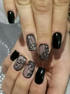 Lace Nail Design, Black And White Nail, Black And White Nail Art, Lace Nails, White Nail Art, White Nail, Classy Nails