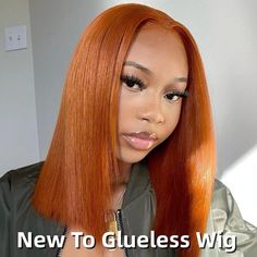 Ginger Orange Color Short Bob Wigs Straight Summer Color Wig Burnt Orange Hair, Ginger Wig, Colored Bobs, Ginger Hair Color, Bob Lace Front Wigs, Copper Hair Color, Remy Human Hair Wigs, Straight Bob