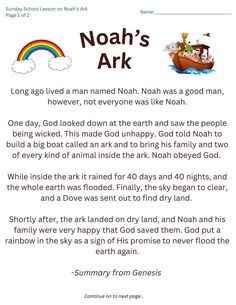 the noah's ark poem is shown in this page