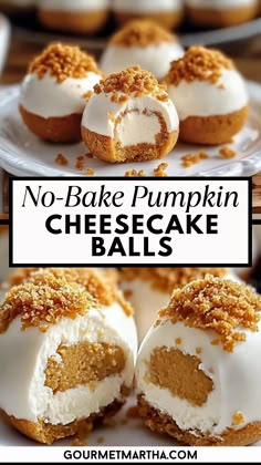 no - bake pumpkin cheesecake balls on a plate