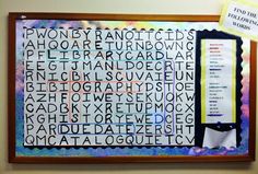 a bulletin board with words written on it