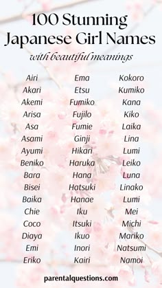 the japanese girl names list with cherry blossoms