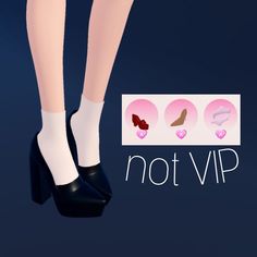 a woman's legs wearing high heels and stockings with the words not vip on them